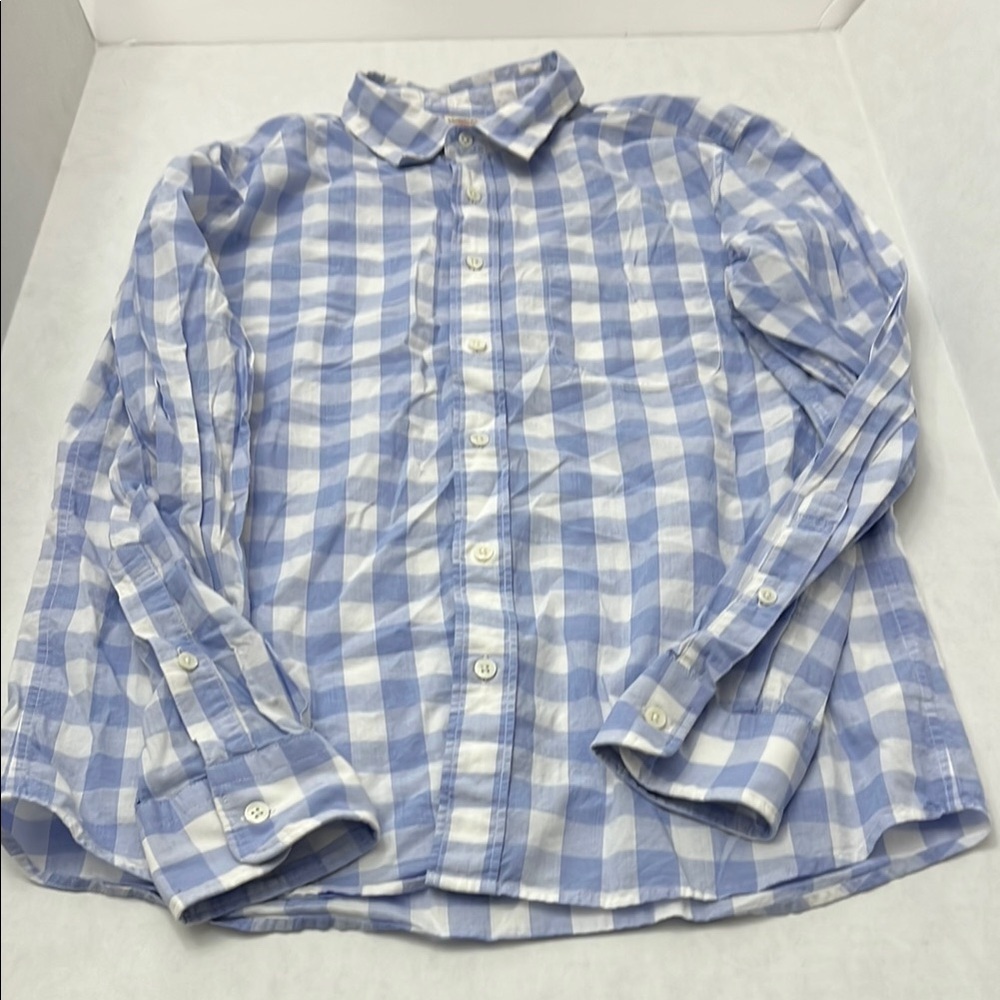 Faherty Light Blue and White Plaid Shirt